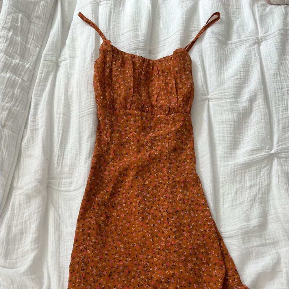 - Leith floral dusty orange dress